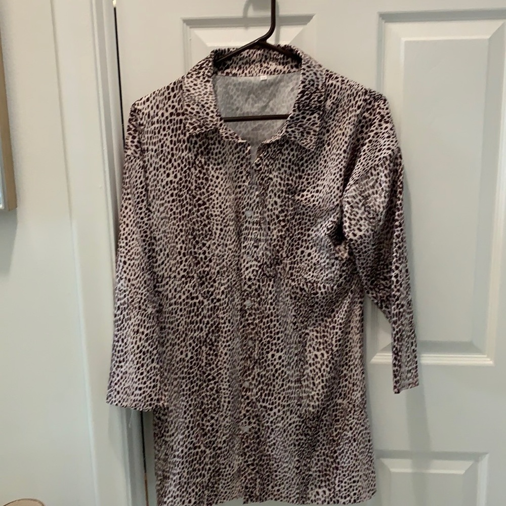 Brown and tan blouse
